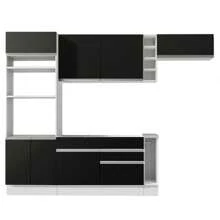 Cocina integral completa modular Madesa Glamy 290cm color blanco negro muebles de cocina moderna funcionalidad premium almacenamiento eficiente diseño contemporáneo organización hogar calidad superior estilo práctico amplio espacio culinario - Blanco y negro - Ver 9