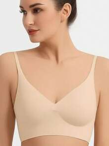 Casual-Confortável    Sem fio    Sem enchimento    Poliéster    Sem Costura    suporte alto - Bege - Visão 1