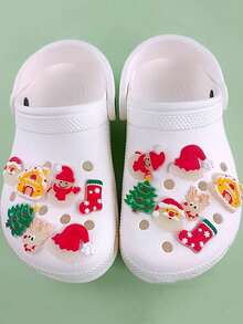 7pcs Glow-In-The-Dark Christmas Shoe Charms, PVC Material, For Holiday Decorations, Fun Party Favors Shoe Accessories, Christmas Gifts - Multicolor - View 2