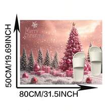 Tapete de Natal de pelúcia rosa (1 peça) para sala de estar, sala de jantar, escritório, sala de informática, quarto, tapete para todas as estações.