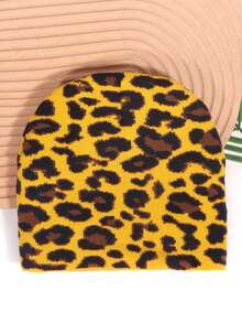1pc Leopard Print Jacquard Knit Beanie Hat, Streetwear Outdoor Warm Earflap Thick Knitted Cap, Autumn/Winter Hiphop Hat Winter Women - Leopard Print Knitted Hat - View 19