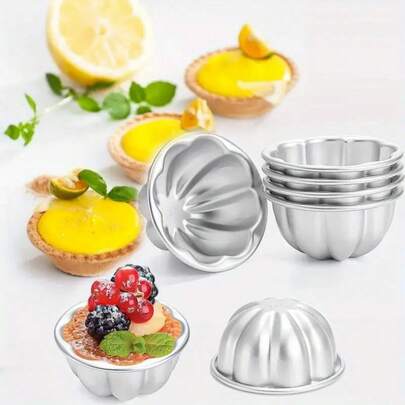 10/5/1 套铝制甜点杯模具 - 不粘、耐高温、花形烘焙杯，适用于蛋糕和果冻 - 圣诞节、生日和厨房使用的理想之选 - 蛋糕烘焙用品、果冻模具