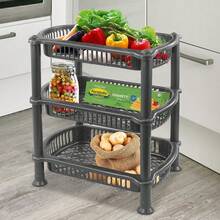 Multipurpose 3 Or 4 Shelf Storage Rack Unit For Kitchen Bathroom Office Home Organiser Plastic Shelves Utility Cart - Silver Or Black - Black 4 Tier - View 6