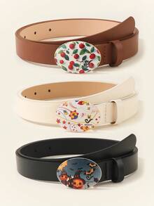 Set de 3 cinturones de cintura para mujer, estilo neutro simple y versátil de piel de PU de varios colores - multicolor - Ver 4