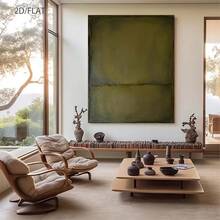 1Pc 2D Flat Abstract Olive Green Minimalist Textured Canvas Wall Art,Prints,Posters,Wall Decor,Wrapped Framed Canvas Print,Home Decor,Living Room Office Dorm Wall Decor,2D Flat Printed,No 3D Effect,Not Oil Painting Framed Ready To Hang,Olive Green - màu xanh lá - Xem 4