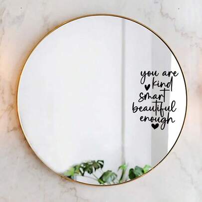 Elegante pegatina de pared con frase corta, pegatina de decoración del hogar de estilo minimalista Ins con flor de ventana, espejo, corte de papel para decoración de habitación, dormitorio, cocina y pared