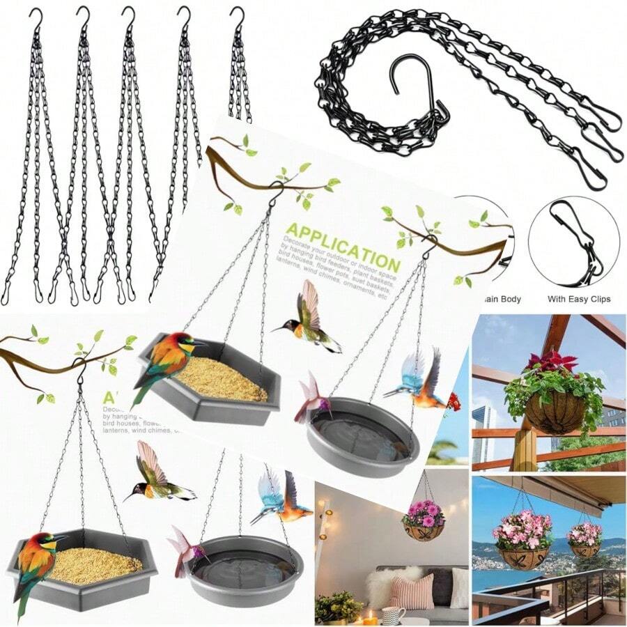 Hanging Basket Chain Planter Hanger 5 Pack 23 Inch Black Hanging Basket Chains Flower Plant Pot Replacement Chain For Bird Feeder Planters Lanterns And Ornaments