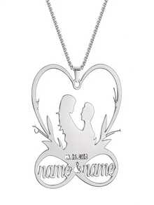 Customized Name Couple Necklace, Romantic Love Pendant, Stainless Steel Personalized Jewelry, Perfect Valentine's Day Gift