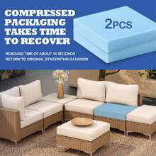 2 cojines de espuma elástica de alta densidad de color azul, cojines para sofá, silla de ruedas, reemplazo de tapetes para muebles interiores y exteriores, en múltiples tamaños, accesorios de tapicería moderna de asiento cómodo, material suave para cojín de asiento