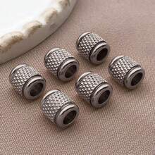 10pcs Flat Round Textured Spacer Beads Stainless Steel Loose Beads Metal Stripe Tube Beads Spacer Beads For DIY Bracelets Necklaces Jewelry Making Findings