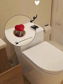 2PCS- Heart-Shaped Extended Toilet Flush Button, Suitable For Long Nails - Self-Adhesive, No Need For Drilling, Decorative Bathroom Accessory, Toilet Press Button, Heart-Shaped Accessory For Long Nails, Universal Toilet Flush Switch Extension, Toilet And Bathroom Supplies - Multicolor - View 2