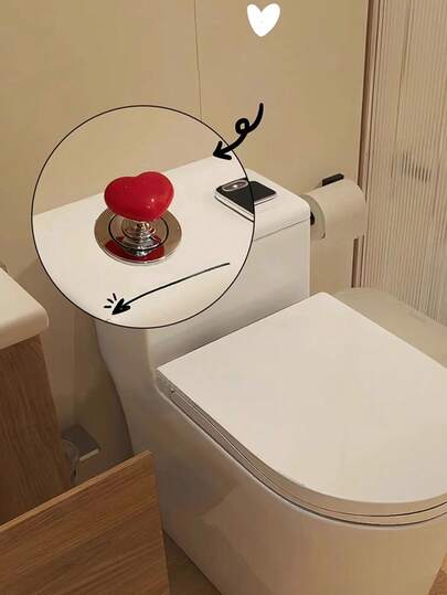 2PCS- Heart-Shaped Extended Toilet Flush Button, Suitable For Long Nails - Self-Adhesive, No Need For Drilling, Decorative Bathroom Accessory, Toilet Press Button, Heart-Shaped Accessory For Long Nails, Universal Toilet Flush Switch Extension, Toilet And Bathroom Supplies
