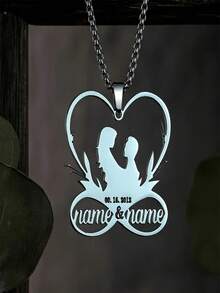 Customized Name Couple Necklace, Romantic Love Pendant, Stainless Steel Personalized Jewelry, Perfect Valentine's Day Gift