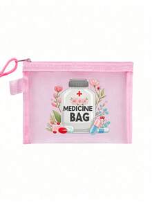 Mesh Makeup Bag,Outdoor Travel Offices Carry Small-Capacity First-Aid Kits Mesh Bag, Portable Medicine , First-Aid Kits And Pill Packaging Containers,With Pills, Nurse Letter,Medication ,Travel Pill Organizer Medicine Bag Medicine Organizer Medicine Storage Bag For Travel For Outdoor Travel Essentials First Aid Bag