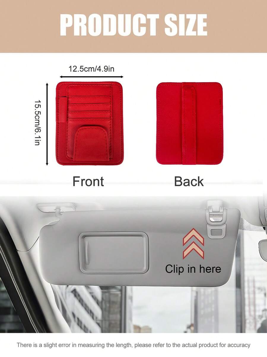 1pc Auto Car Sun Visor Organizer – Multifunctional Mutil-Pocket Storage Pouch | Ideal For Storing Sunglasses, Documents, Cards, Pens, Driver's License & More | Universal Fit For Cars, Trucks, SUVs | Sleek Visor Holder To Keep Essentials Within Reach, Tidy Auto Interior Accessory - 款式A - 查看 1