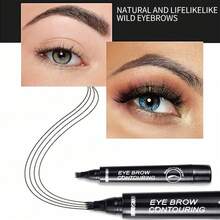 黑色眉笔，眉笔 - 斜角刷头，打造自然3D眉妆效果，防水、防汗、防晕染、持久显色，轻松勾勒清晰眉形，女士精美礼物，自然逼真的毛发状笔触，专利设计，持久防晕染，适合新手和专业人士，价格实惠，情人节礼物，旅行必备，房间装饰，情人节礼物，便宜好物，房间，1美元商品，度假必备，女士礼物，卧室，情人节，99美分 - 黑色 1 件 - 查看 5