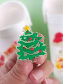 7pcs Glow-In-The-Dark Christmas Shoe Charms, PVC Material, For Holiday Decorations, Fun Party Favors Shoe Accessories, Christmas Gifts - Multicolor - View 6