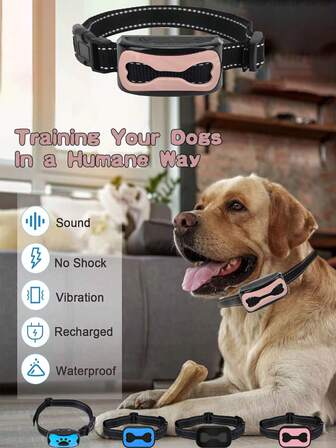 Electronic Dog Collar Rechargeable Anti Barking Collar For Dogs Vibrating No Shock Smart Dog Trainer With 7 Sensitivity Waterproof Anti-Bark Vibrating Collar Dog Bark Stopper For Small/Medium/Large Dogs