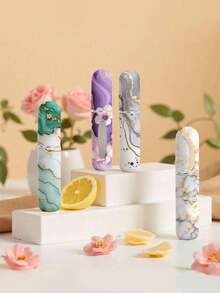 2/4/5pcs Floral Pendant Perfume Spray Bottle, Marble Flower Pattern Perfume Bottle With Key Chain, Women's Crossbody Bag, Handbag Decorative Pendant, Mini Perfume Dispensing Tool, Birthday Gifts For Family And Friends, Holiday Gifts, Portable For Travel 5ML - 彩色 - 查看 4
