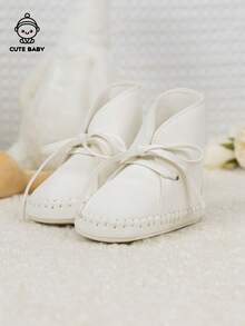 新生儿蝴蝶结系带踝靴，厚实保暖防滑鞋底，学步前鞋，秋冬款