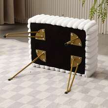 Faux Fur Vanity Stool With Storage Vanity Chair With 4 Metal Legs For Makeup Room
