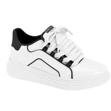 Tenis Feminino Cadarço Grosso Recortes Moleca Novo 5816105 - Preto e Branco - Visão 2
