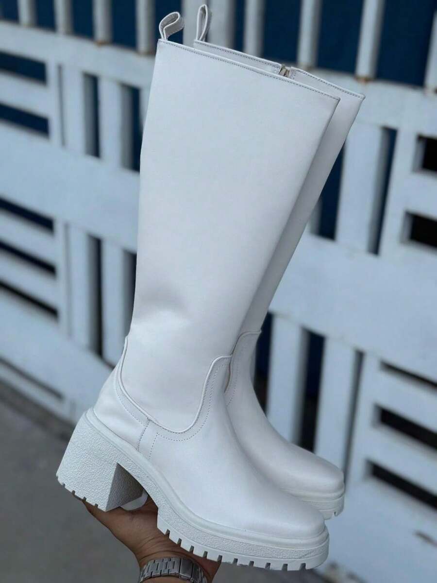 Botas casuales de mujer a la rodilla botas de piso para mujer para lluvia calzado casual botas estilo de suela baja suela antideslizante acojinadas botas para fiestas lluvia frio festivales trabajo escuela botines cortos casuales botas por envima de la rodilla botas womens boots shoes Willows Playa Playa - Beis - Ver 1