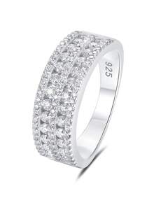 AIHUASI 1 chiếc nhẫn đính hôn bạc Sterling 925 đính kim cương Moissanite sang trọng dành cho nữ 1.0*1.0mm 0.85 carat cắt tròn lấp lánh màu D VVS1 Nhẫn cưới đính hôn Moissanite Promise Nhẫn vĩnh cửu Trang sức cao cấp Quà tặng Valentine - Bạc - Xem 2