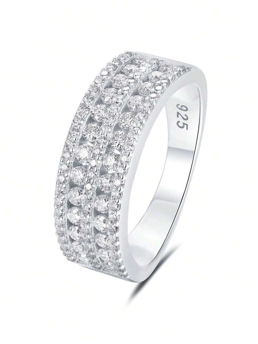 AIHUASI 1 chiếc nhẫn đính hôn bạc Sterling 925 đính kim cương Moissanite sang trọng dành cho nữ 1.0*1.0mm 0.85 carat cắt tròn lấp lánh màu D VVS1 Nhẫn cưới đính hôn Moissanite Promise Nhẫn vĩnh cửu Trang sức cao cấp Quà tặng Valentine