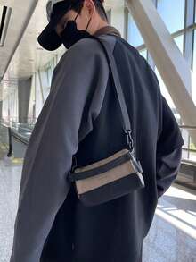 1 件时尚休闲男士斜挎包-韩版单肩包-多隔层大容量背包-手提包 - 彩色 - 查看 7