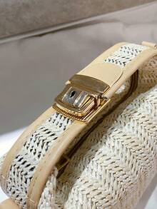 Mini Minimalist Straw Bag, New Woven Straw Handbag, Fashion Women's Bag, Multifunctional Shoulder Crossbody Bag, Summer Beach Gift For Girls, Ladies, Students, Summer Essential, Perfect For Vacation And Holiday, Beach Essential, Beach Supplies And Summer Necessity, Latest Holiday Bag - Beige - View 8