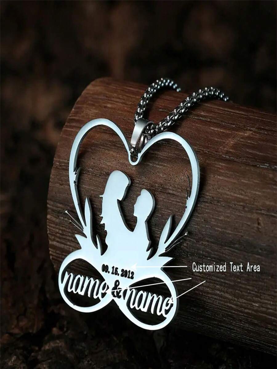 Customized Name Couple Necklace, Romantic Love Pendant, Stainless Steel Personalized Jewelry, Perfect Valentine's Day Gift