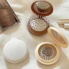 1pc/2pcs/3pcs Women Macaron Air Cushion Detangling Comb, Solid Color Portable With Mirror Massage Brush,Comb - 咖啡棕 - 查看 1