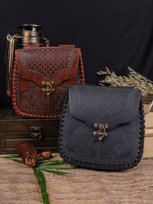 1pc Medieval Vintage Coin Purse/Viking Style Waist Bag, High-Quality Belt Pouch Decorated With Intricate Floral Patterns, Braided Rope Details And Secure Metal Buckle - Suitable For Everyday Use And Festive Occasions Like Halloween. - Multicolor - View 11