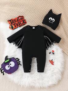 2pcs/Set Baby/Toddler/Halloween/Children Long Sleeve Rompers - Black - View 7