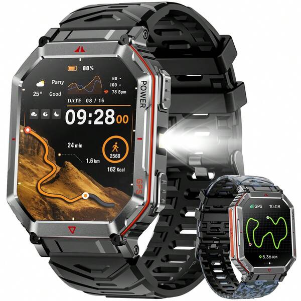 Reloj inteligente con GPS y pantalla AMOLED de 1,43" para hombre y mujer, con monitor de actividad física, brújula militar, compatible con Android e iOS.