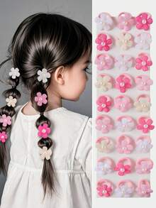 870件/套 女孩及青少年粉色简约基础公主风发圈、星星/蝴蝶结发夹、珍珠花朵发卡、BB夹组合发饰套装，适合日常佩戴和送礼 - 彩色 - 查看 3