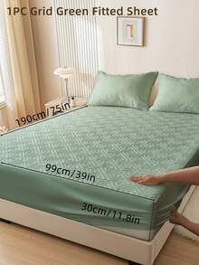 1pc Fitted Sheet, Bedding, Bed Sheet, Waterproof  Fitted Sheet, Skin-Friendly Mattress Cover, Soft And Comfortable Bedding For Bedroom, Room Decor, Halloween Decor, Christmas Decoration, 11.8 Inch Deep Pocket Cooling Breathable Quilted Fitted Sheet For All Seasons, For Single, Twin, Full, Queen And King Size, Solid Color Mattress Protective Cover, Dustproof, Comfortable And Machine Washable - 彩色 - 查看 16