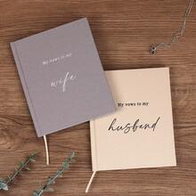 优雅的婚礼誓言书，他和她 - 2 包 2025 年他和她书 - 亚麻精装新娘和新郎笔记本，用于仪式誓言 - 书签和横格页 - 续约和婚礼必备品，用于学校用品，返校 - 米色 - 查看 9