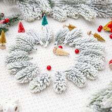 Artificial Flocking Pine Needles Branches Fake Tree Branches DIY Leaves For Christmas Wreaths Accessories Party Holiday Decor