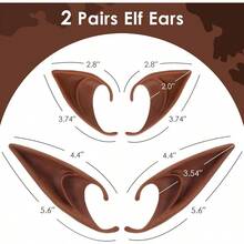 Brown Tan Dark Elf Ears Halloween Renaissance LARP Masquerade Fairy Cosplay Ears For Black Skin - C - Tai dài màu nâu của yêu tinh (1 đôi) - Xem 5
