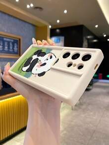 1 قطعة غطاء هاتف واقي بتصميم بسيط لدب يستحم بلون بيج سميك مقاوم للصدمات بتغطية كاملة، خيار أنيق للمستخدمين، متوافق مع أجهزة أبل/إنفينكس/فيفو/أوبو