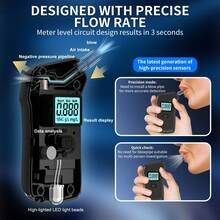 Professional High-Precision Portable Breathalyzer With LCD Digital Display, Black ABS Material, Suitable For Home Use, Home Alcohol Detector | Digital Display Device | Durable Plastic Shell, Alcohol Tester - Black - View 5