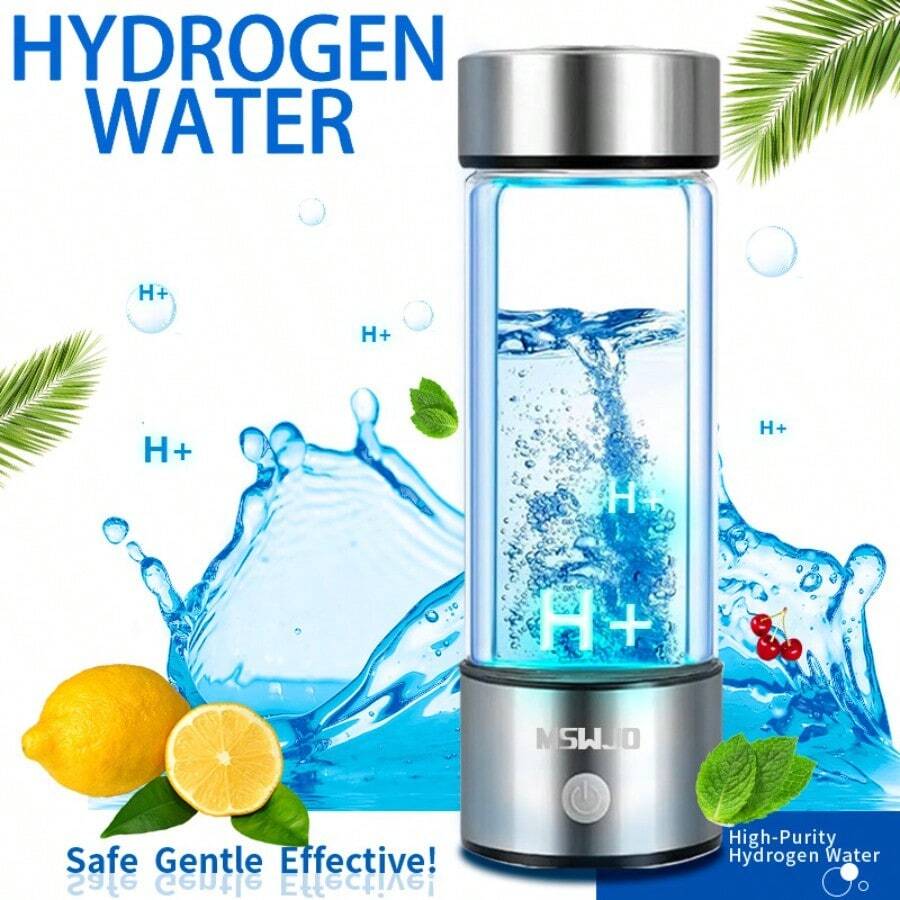 Hydrogen Water Bottle SPE PEM Technology Hydrogen Inhalable Hydrogen Water Bottle Generator 3-Minute Quick Electrolysis 2800ppb Hydrogen Water For Home, Office, Daily Drinking - 銀色PRO - 查看 1