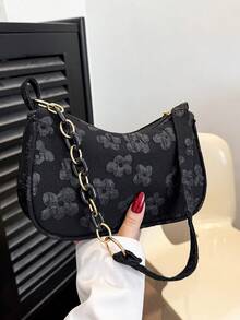 Solid Color Casual Lightweight Luxury Shoulder Bag, Suitable For Women's Daily Commute In Spring And Summer - Black - View 5