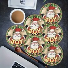 2 buc/4 buc/6 buc suporturi de pahare din silicon cu model Moș Crăciun, decor pentru casă, cadou de Crăciun, decorațiuni de Crăciun, potrivite pentru masă, cafenea, toate anotimpurile, covorașe lavabile, decor pentru cameră, suporturi, covorașe de scurgere, covorașe pentru masă de bucătărie, decor pentru petreceri de interior și exterior, decor pentru casă, cadou ideal