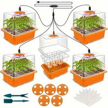 Yogle Plants Seed Starter Trays With Grow Light 12 Holes Per Tray Nursery Pots Lamp USB Powered Full Spectrum LED Growing Lights For Indoor Plant Seedling Flowers Greenhouse Trays