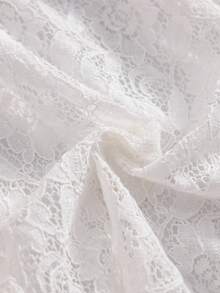 coviviky Vestido de manga larga con cuello redondo y encaje hasta la rodilla para niñas, con volantes franceses dulces, decoración de botones de perla