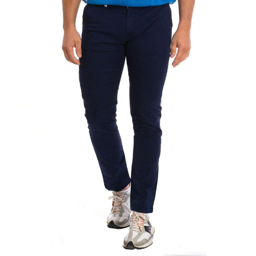 La Martina Pantalon long avec ourlets coupe droite TMT002-TW417 homme - Bleu marine - Voir 1