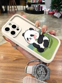 1 قطعة غطاء هاتف واقي بتصميم بسيط لدب يستحم بلون بيج سميك مقاوم للصدمات بتغطية كاملة، خيار أنيق للمستخدمين، متوافق مع أجهزة أبل/إنفينكس/فيفو/أوبو